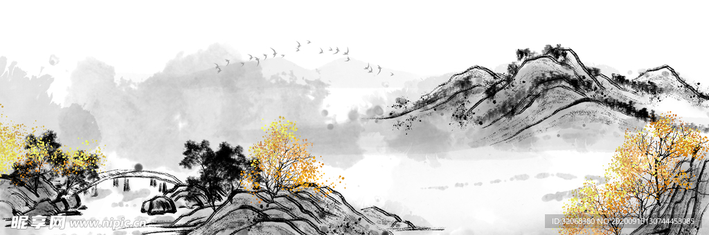 中国风新中式山水画