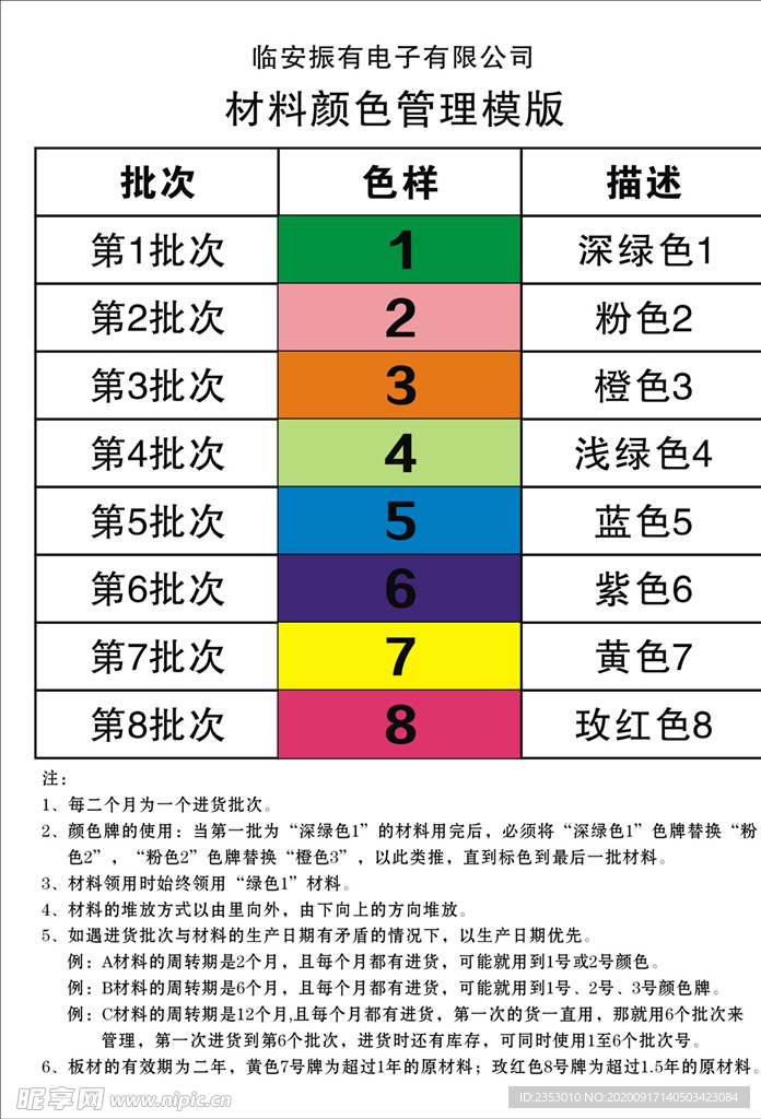 材料颜色管理模版