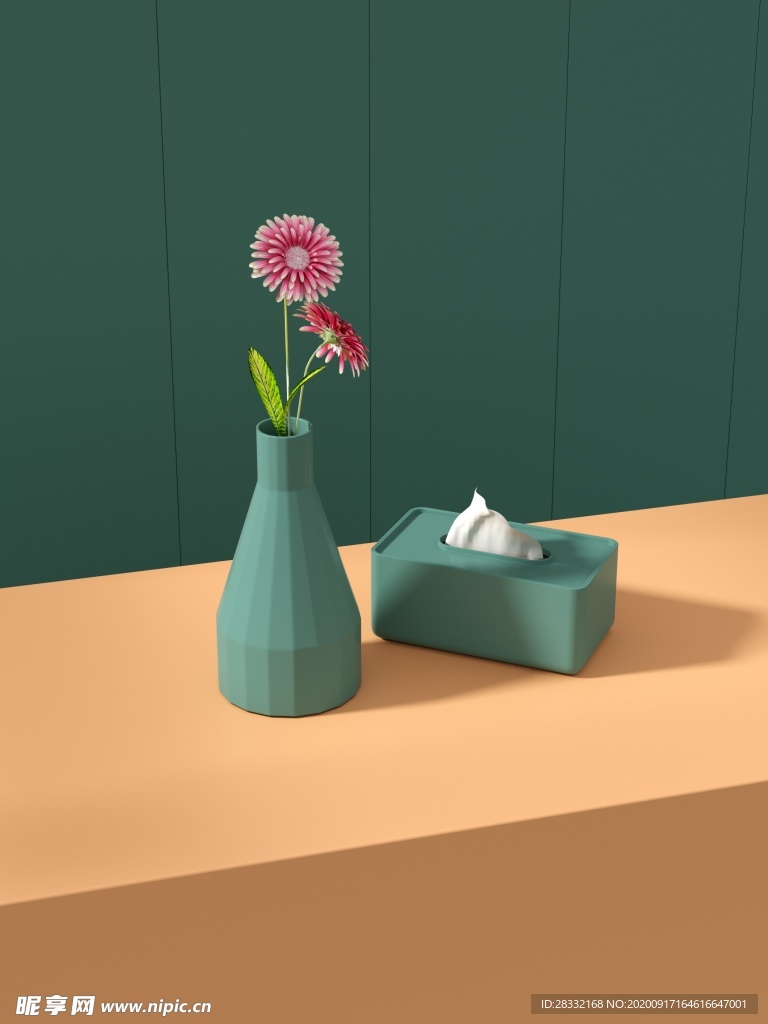 背景花瓶纸巾盒餐桌