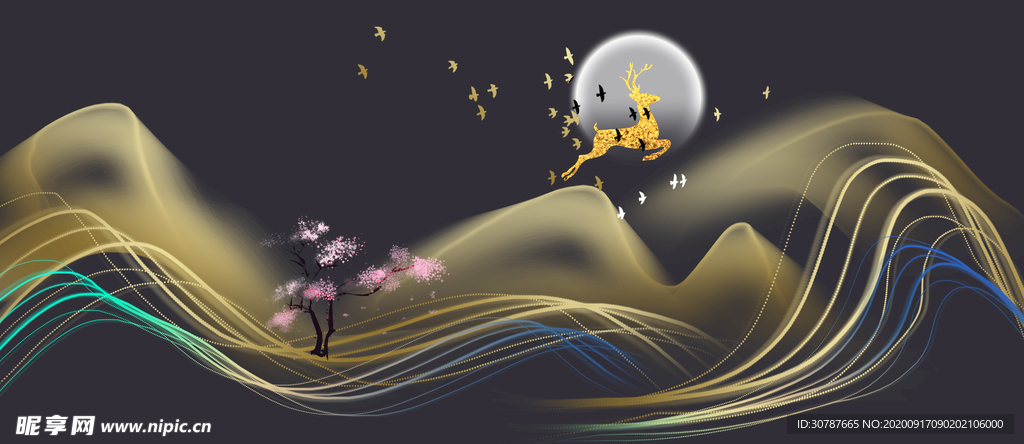麋鹿晶瓷画