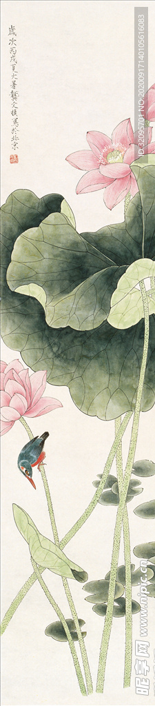 花鸟画 荷花 小鸟 玄关图