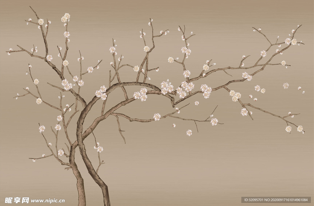 花鸟画 梅花 背景墙