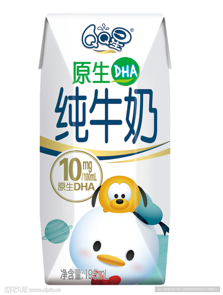 QQ星原生纯牛奶195ML