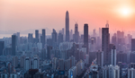 深圳城市夕阳剪影