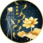 中式轻奢鎏金荷花装饰画图片
