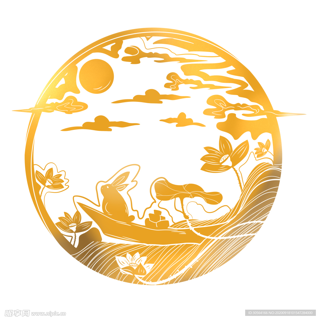 月满中秋复古传统背景素材