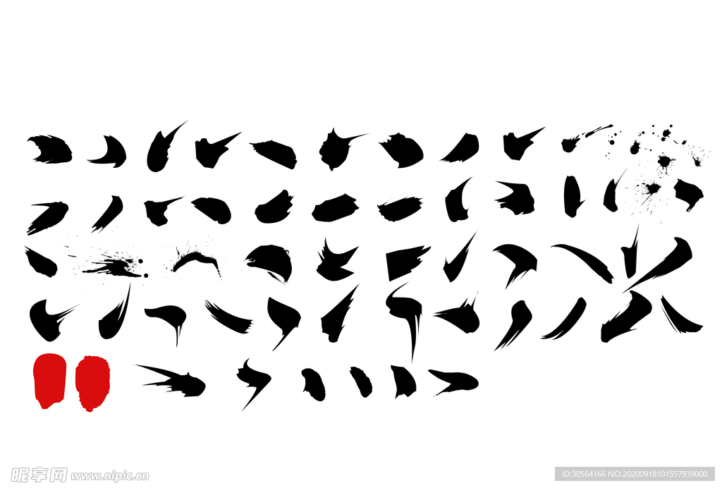 笔画笔锋古风笔墨合成素材