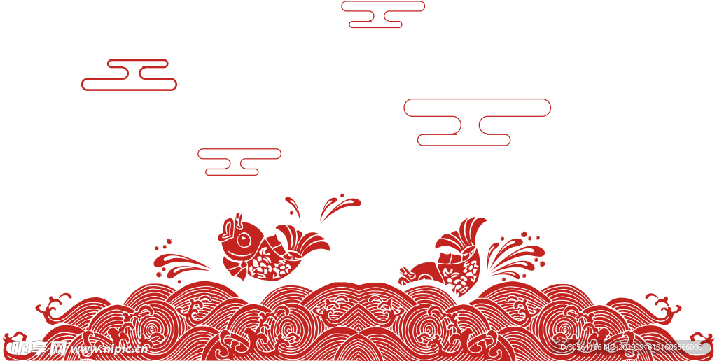 祥云云朵边框锦鲤背景素材