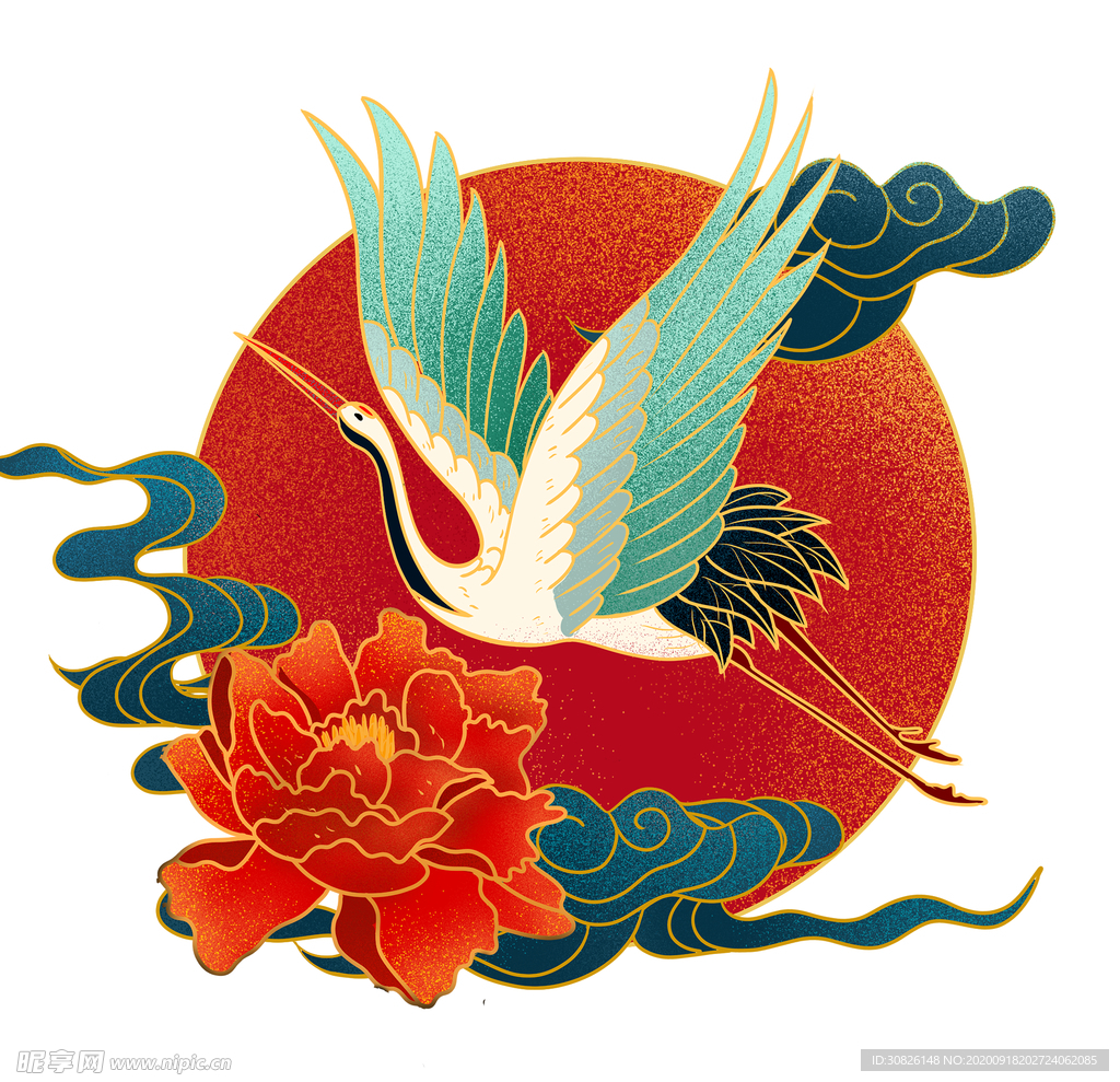 仙鹤 节日元素