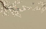 花鸟画 梅花 飞鸟 背景墙