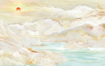 山水画 大理石纹 背景墙