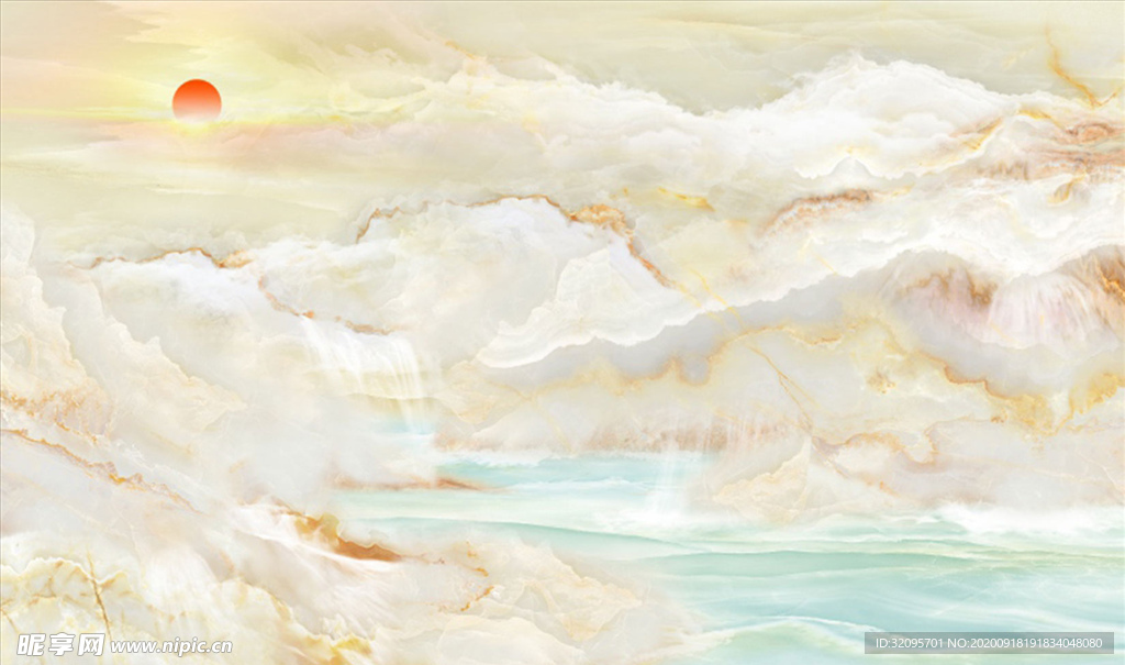 山水画 大理石纹 背景墙