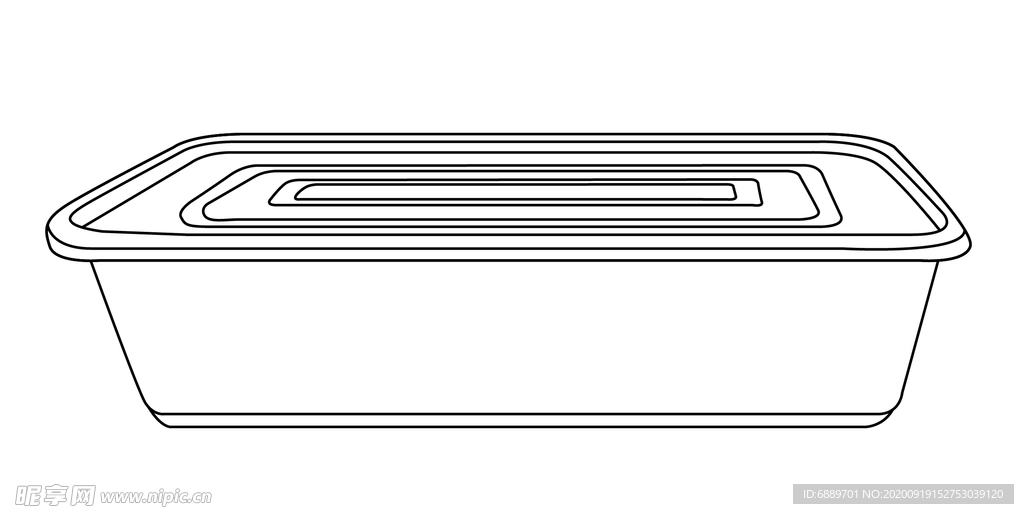塑料打包盒线稿 快餐盒