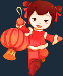 手持灯笼的小女孩