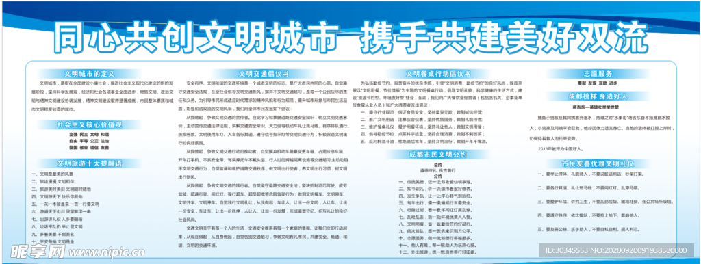 全国文明城市创建展板