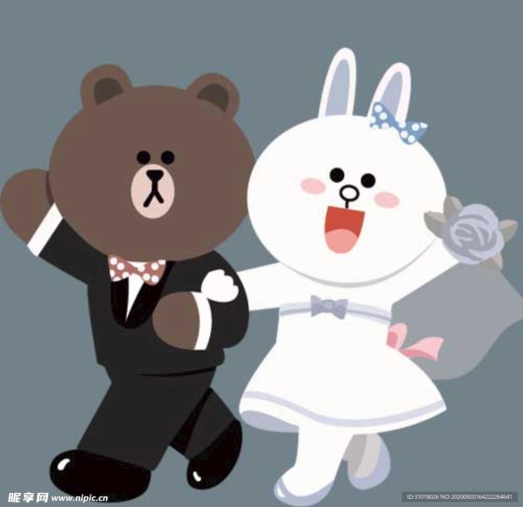 布朗熊可妮兔结婚照
