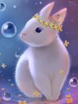 梦幻戴花环的兔子 插画