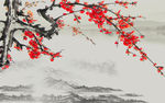 水墨画 梅花 背景墙