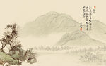 水墨山水 树 背景墙