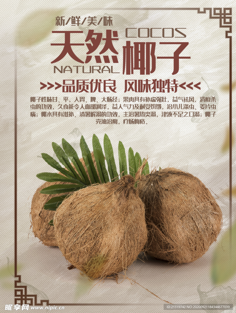 椰子海报 天然椰子