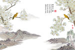 花鸟画 玉兰 黄鹂 背景墙