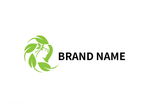 绿色叶子植物女性logo设计