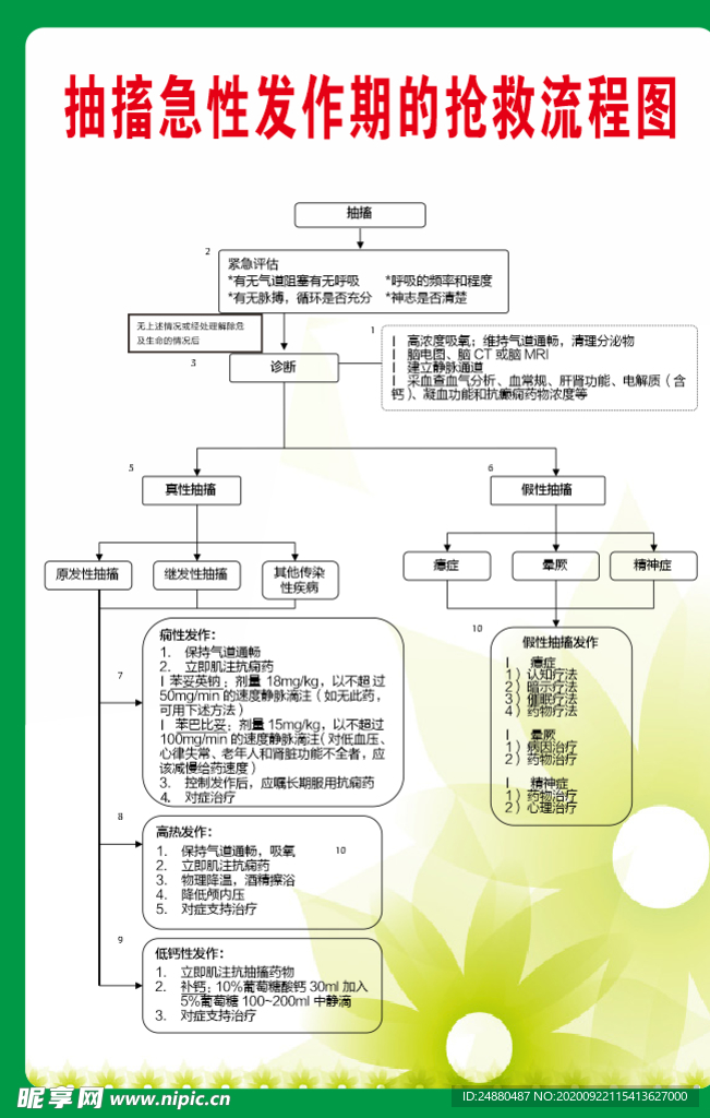 抽搐急性发作期的抢救流程图