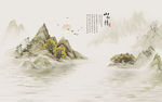 山水画 山水情 树 大雁背景墙