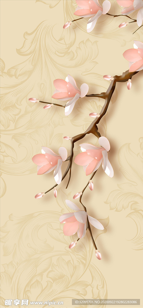浮雕花 梅花 玄关图