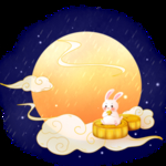中秋吃月饼的兔子