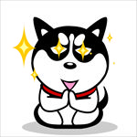 动物插画 哈士奇 狗 牛仔 A