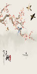 花鸟画 梅花 小船 玄关图