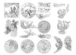 中国古代传统凤凰手绘矢量图案