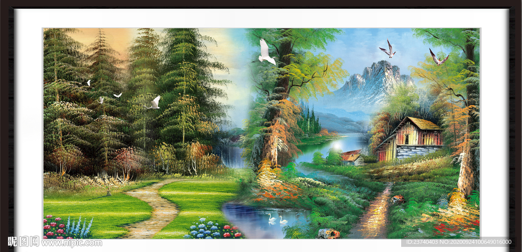 山村油画