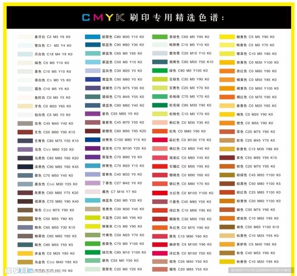 CMYK印刷色谱
