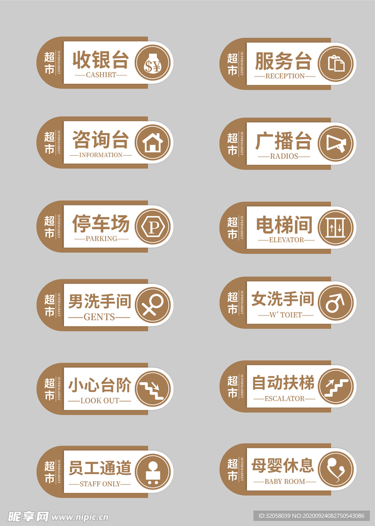超市区域导视门牌