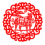牛年剪纸插画