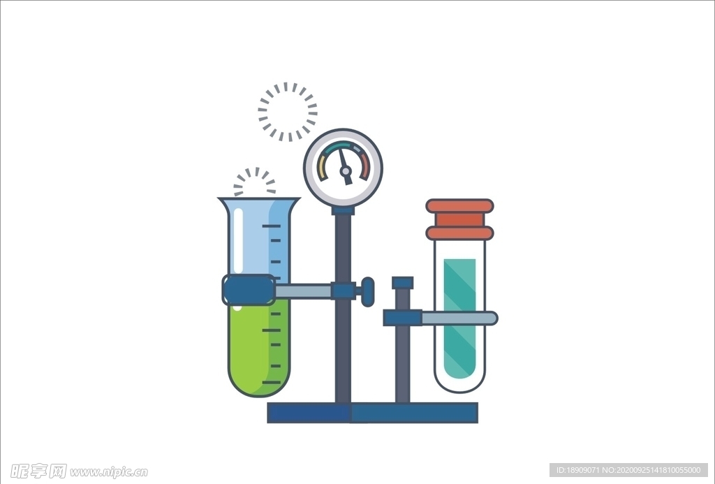 矢量手绘试管化学仪器
