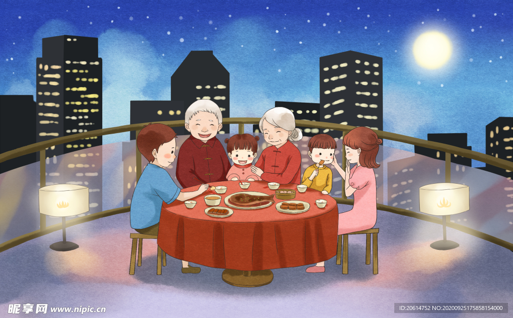 温馨一家人团圆创意海报