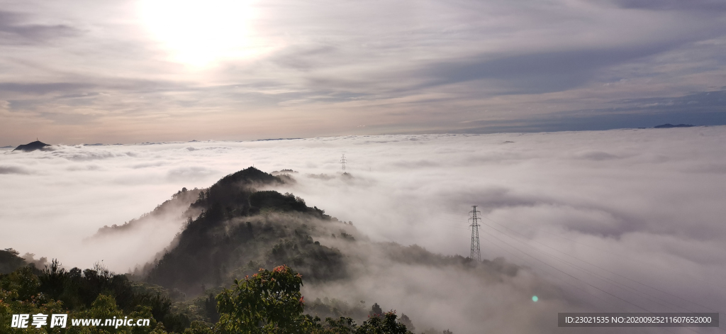 风光 山 雾 早上