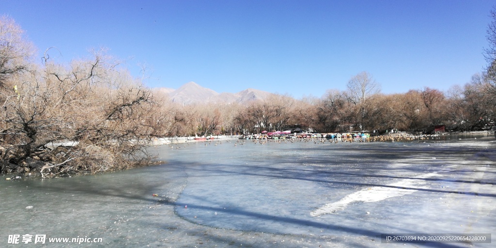 冰冻的湖泊风景