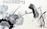 水墨画 荷花 背景墙