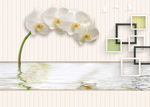浮雕花 框框 水波纹 背景墙