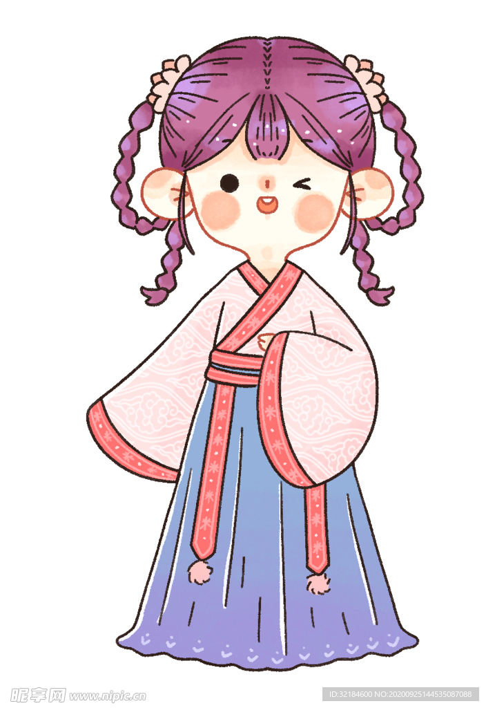 水彩人物卡通插画
