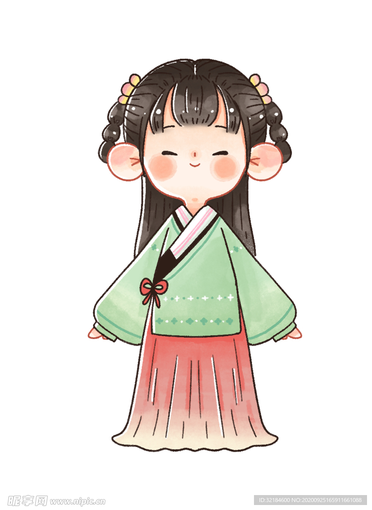 水彩人物卡通插画