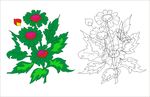 绿色红花底纹矢量