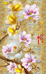 花鸟画 玉兰  家和富贵玄关图