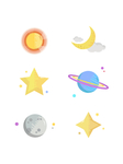 简洁扁平风格太阳月亮星星元素