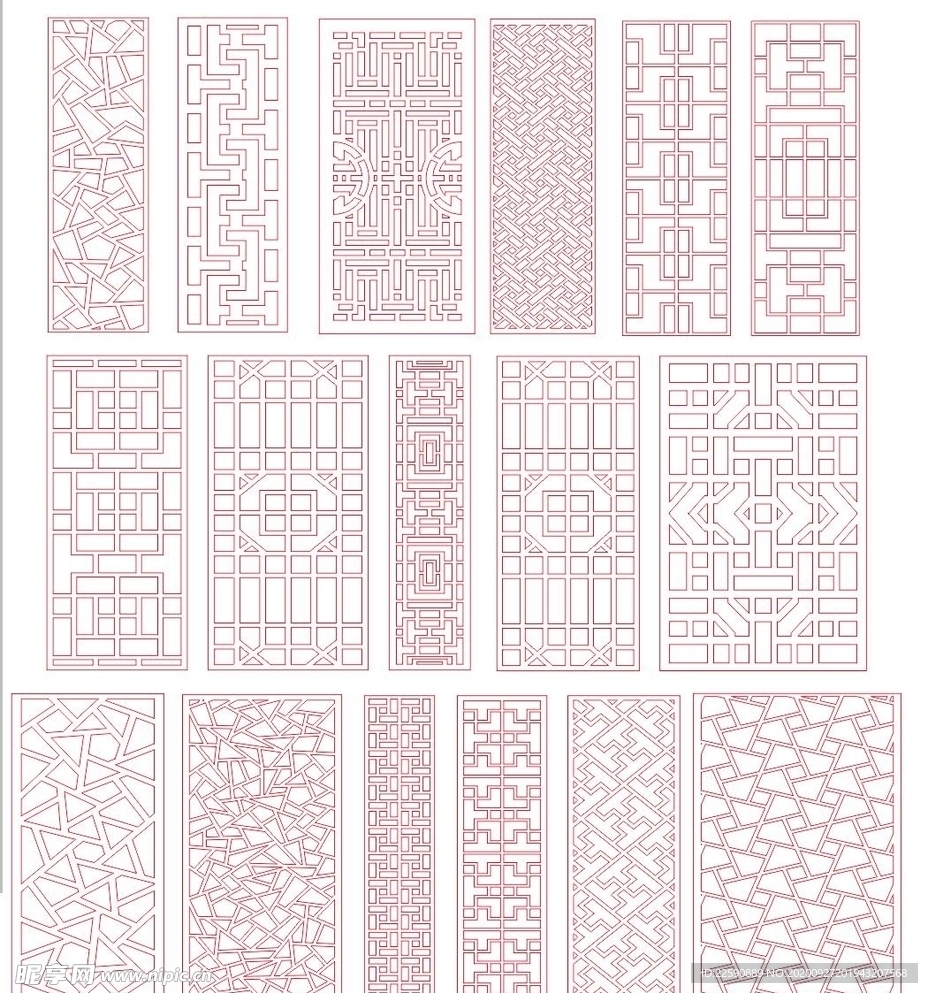 中式传统门框图案矢量纹理