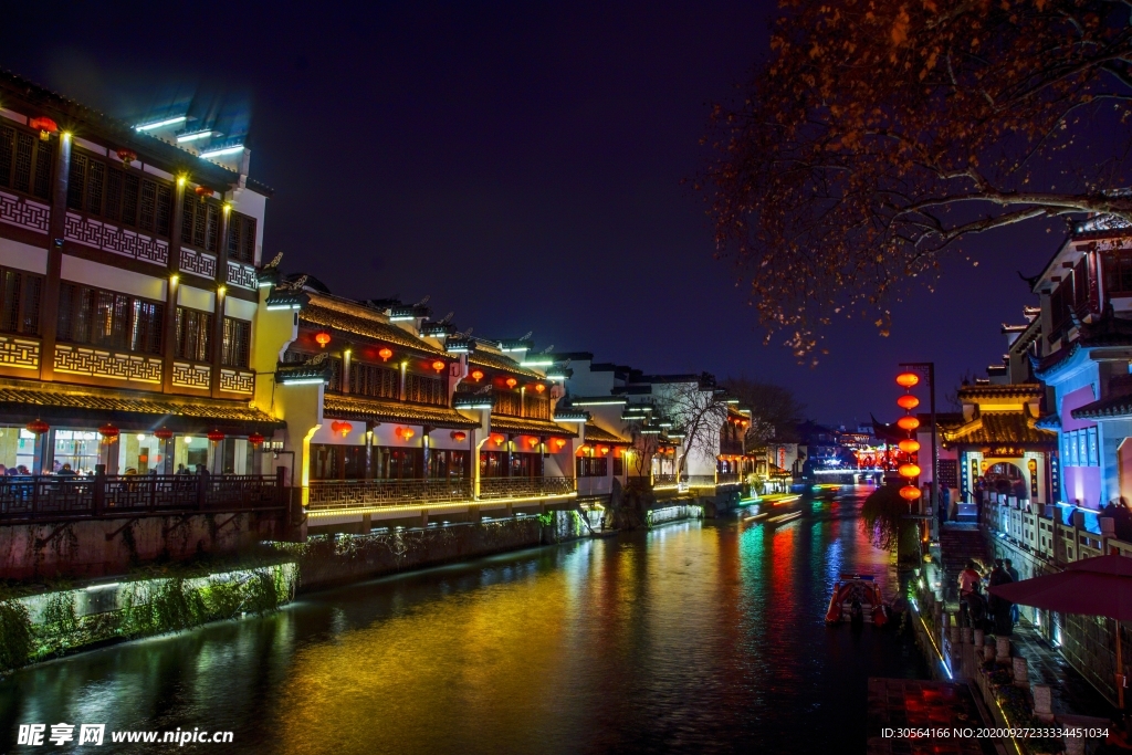 古镇夜景旅游旅行海报背景素材